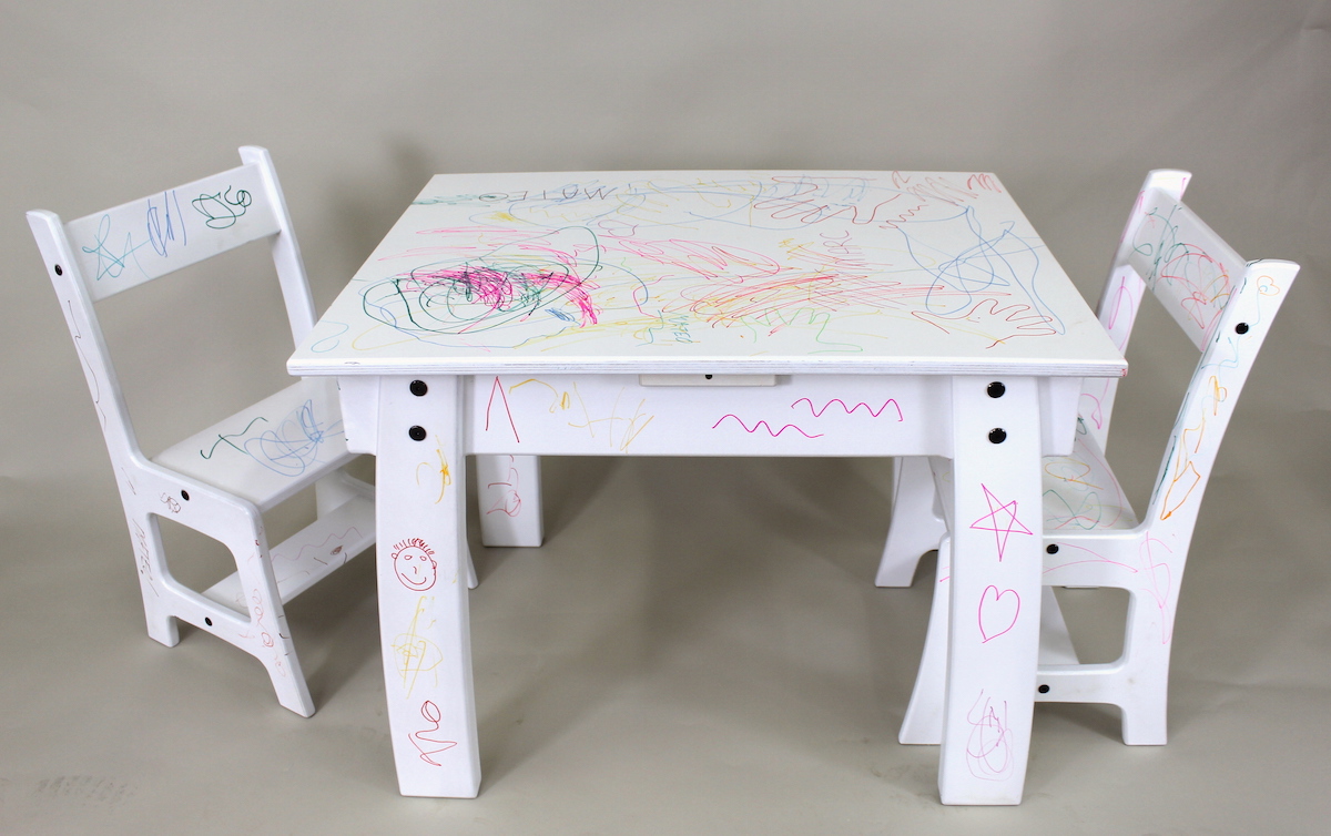 wooden childs table and chairs